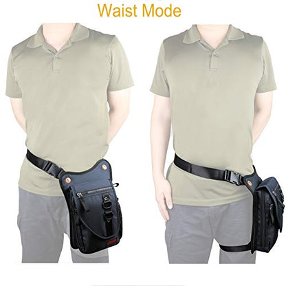Larswon Thigh Pack - Tactical Waist Bag for Motorcycle, Waterproof Blue - color: Blue
