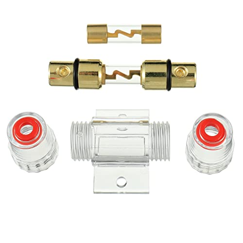 BOJACK 4-8 Gauge AWG in-line 80A AGU Fuse Holder with 80 Amp AGU Fuses for Car Audio, Alarm, Amplifier, Compressors, Waterproof Inline Fuse Holders (80A) - size: 80A