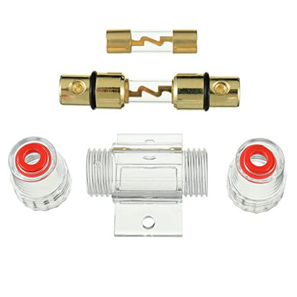 BOJACK 4-8 Gauge AWG in-line 50A AGU Fuse Holder with 50 Amp AGU Fuses for Car Audio, Alarm, Amplifier, Compressors, Waterproof Inline Fuse Holders (50A) - size: 50A