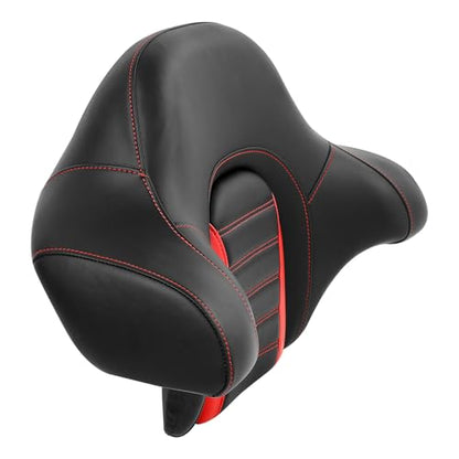 HR3 Wrap Around Backrest Pad for King Trunk Chopped Trunk Compatible with 2014-later Harley Touring Road King Road Glide Street Glide Electra Glide (Red Stitches) - color: Red Stitches