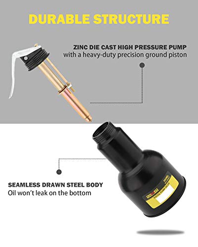 DOWELL Pistol Pump Oiler Metal Oil Can Lubrication Oil Gun 16oz 500ml Can Bottle with 2-Pieces Straight Spout Black HY050201 - size: 16 oz