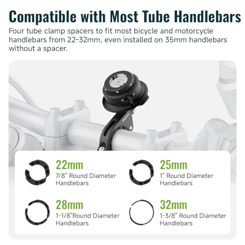 Quick Launch Magnetic Motorcycle Phone Mount with Universal Interface, Anti-Vibration Handlebar Bracket with Secure Lock for Bike Scooter Moto MTB, 360° Blind Installation (QM01&QU01) - style: QM0U1