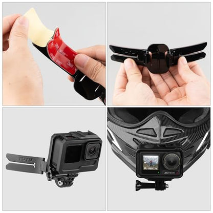 Helmet Chin Mount for Action Cameras, Universal GoPro Chin Mount with Straps, Compatible with GoPro Hero, Insta360, DJI Osmo Action, Motorcycle Full Face Helmets