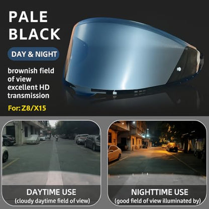 Shoei RF1400 X15 Helmet Visor Replacement Shield, Anti-Fog Sun Shield Accessory Compatible with RF-1400, CWR-2, X15, Z8, X-SPR PRO(Pale Black) - color: Pale Black