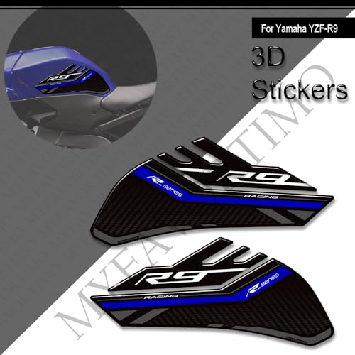 Motorcycle Tank Pad Compatible with Yamaha YZF R9 YZFR9 2025 2026 Motorcycle Fuel Tank Protector Gas Tank Decals YZF R9 Tank Pad Fuel Tank Kit Knee Stickers Decals Protection (A-9) - color: A-9