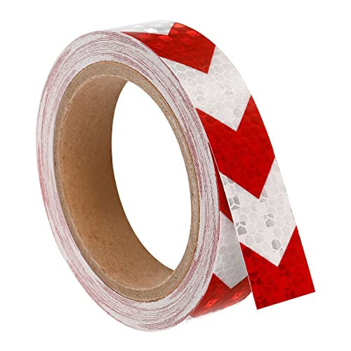 PATIKIL Reflective Tape, 1 Roll 30 Ft x 1-inch Waterproof Adhesive High Visibility Caution Warning Safety Tape Reflector for Trucks Trailers Cars, Arrow White Red - color: White Red, size: 30 ft x 1-inch