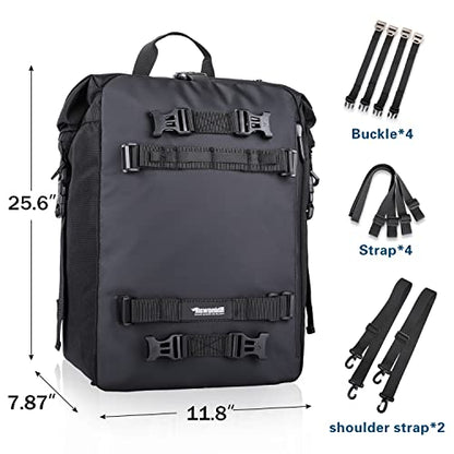 Rhinowalk Motorcycle Saddle Bag, 30L, Black, Waterproof, Combinable, Backpack - size: 30L