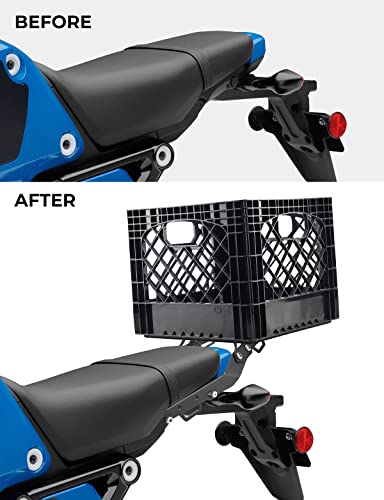 KEMIMOTO Rear Rack Clamp Plate Luggage Compatible with CRF250L 300 450 KLX250S KLX300 DRZ400S/SM and KLX400S Grom Navi XT250 Super73 for Milk Carton and Other Box,Black