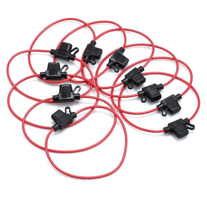 CAMWAY 10PCS Mini Blade Fuse Holder ATM/ATC - Waterproof 12V 20A Inline Wire Fuse for Car, Boat, RV, 14 AWG Copper, Safe & Reliable Circuit Protection