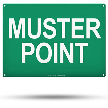 TRADESAFE Muster Point Sign - Quick Install Aluminum Safety Sign, Light Reflective, UV-Resistant, Waterproof, 14” X 10” Emergency Evacuation Area Signs for Business - style: Muster Point