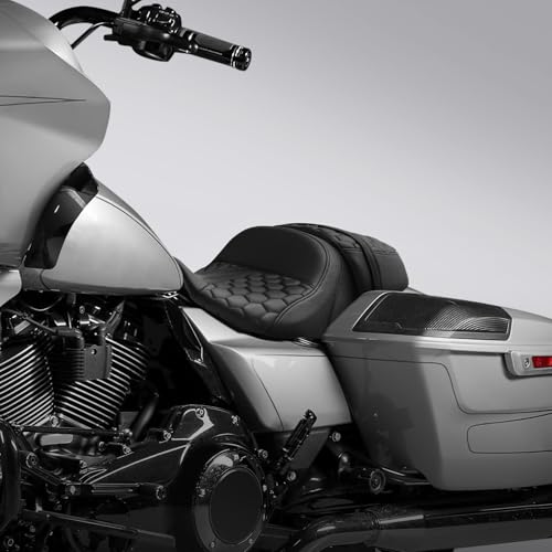 C.C. RIDER Low-Profile Rider&Passenger Seat Fit for Harley Touring 2023-2025 CVO Street Glide FLHXSE CVO Road Glide FLTRXSE 2024-2025 Street Glide FLHX Road Glide FLTRX FLTRXSTSE - size: 03# Black