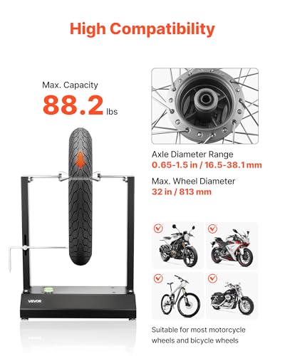 VEVOR Motorcycle Wheel Balancer, Tire Balancer & Truing Stand with Adjustable Centering Cones and Truing Pointer, Balancing Tools for Sport & Dirt Bikes, Hollow Axle Wheels - style: Hollow Axle