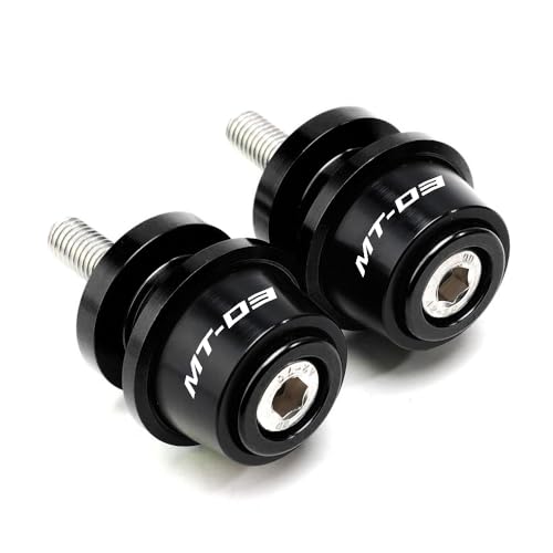 MOWOK Fit For YAMAHA MT03 MT-03 2015 2016 2017 2018 2019 2020 2021 2022 2023 2024 2025 2026 Motorcycle Accessories 6MM Swingarm Spools Slider M6 Stand Screws (Black) - color: Black
