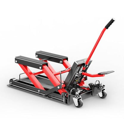 1500 LBS Heavy Duty Motorcycle Scissor Lift Jack, 4.5" to 14.6" Height, Portable Steel Construction for Motorcycle, ATV, Dirt Bike Maintenance with Optional Attachments