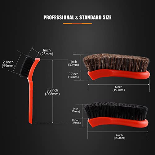 SPTA 3Pcs Car Detailing Brush Kit, Leather & Textile Interior Brush, Comfortable Grip and Scratch-Free Cleaning for Dashboard, Wheels, Seats, Foot Mats and Small Areas, Black