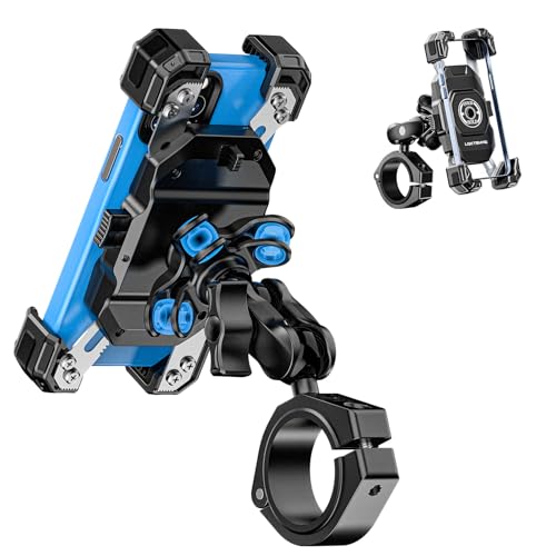 LOKTENWO Anti-Theft UTV Phone Mount with Vibration Dampener, Adjustable UTV Cellphone Holder Fit on 1.5''/1.65''/1.75''/1.85'' Roll Cage Bar, for 5.4''-7'' Smartphone