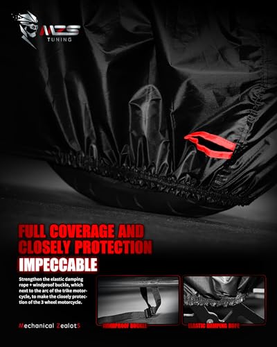 MZS Trike Motorcyle Cover Waterproof Compatible with Freewheeler Tri Glide Ultra Street Road Glide 3 CVO, 3 Wheel Vehicle Covers Sun Rain All Weather Outdoor Protection Storage - size: 110 inch Trike