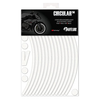 VFLUO - Motorcycle Reflective Wheel Stripes kit, 1 Wheel Rim Stickers Pack, 3M Technology™ - High lateral Visibility, Discreet and Design, Easy Installation