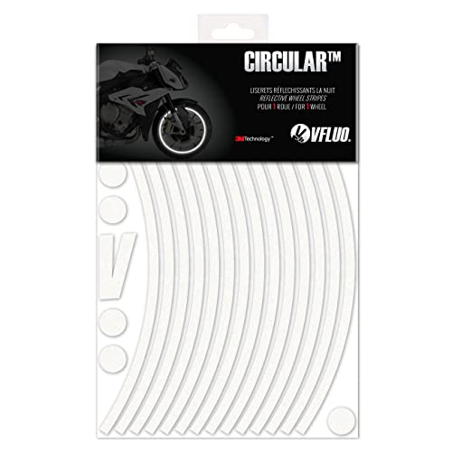 VFLUO - Motorcycle Reflective Wheel Stripes kit, 1 Wheel Rim Stickers Pack, 3M Technology™ - High lateral Visibility, Discreet and Design, Easy Installation