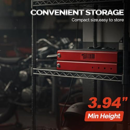 TUFFIOM 1100LBS Motorcycle Scissor Lift Jack，Height Adjustable with Rubber Top Surface & Safety Pin, Foldable Motorcycle Center Stand for Dirt Bike ATV, Red - size: w/Rubber Top Surface
