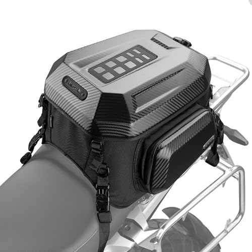 Rhinowalk Motorcycle Tail Bag, 23-35L Expandable Hard Shell Rear Seat Bag with Helmet Storage, Waterproof Motorcycle Tail Pack Luggage for Touring Travel - color: Carbon Black B, size: 23-35 L