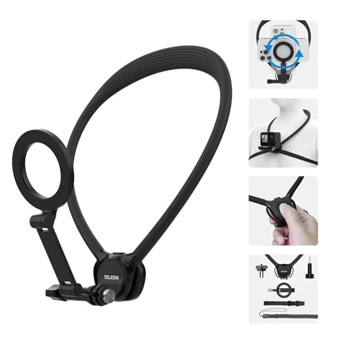 TELESIN Neck Mount Se 2.0 Combo Set, Magnetic Phone Holder for iPhone Android, Chest Strap Hand Free POV Video Phone Stand for iPhone 17 16 15 14 13 12 Samsung Android Action Cameras - style: Neck Mount Se 2.0+Magnetic Phone Holder