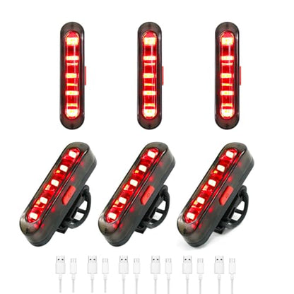 Bike Tail Light, Bicycle Rear Lights USB-C Rechargeable LED Cycling Safety Flashlight with 4 Light Mode for Road Mountain Night Riding & Adults Men Women - color: 6 PACK