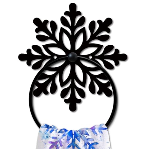 MAYJOYDIY Snowflake Metal Towel Ring, Winter Snow Hand Towel Holder, Christmas Hanging Ring Wall Mounted Bathroom Accessories for Kitchen Home Decoration Gift - color: Snowflake