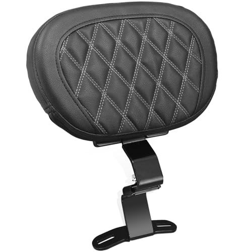 YHMOTO Motorcycle Driver Rider Backrest Pad For Harley Davidson Touring CVO Street Glide Road King Road Glide Electra Glide Ultra Limited models 2009-2023 (Black-White Stitching) - color: Black-White Stitching