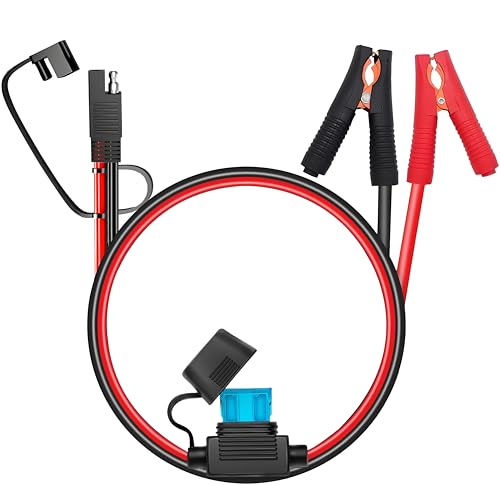 10AWG 2FT SAE to Alligator Clip,12V SAE Quick Release Adapter to Alligator Clips Quick Disconnect Cable,SAE Extension Cable with 2Pin Connector for Car Motorcycle - size: Alligator Clip to SAE