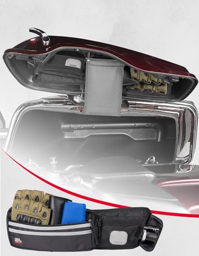 KEMIMOTO Upgraded Saddlebag Lid Organizers 2 Pack Compatible with Touring 1980-2024 2025 for Street Glide Road King Road Glide FLT FLH Black