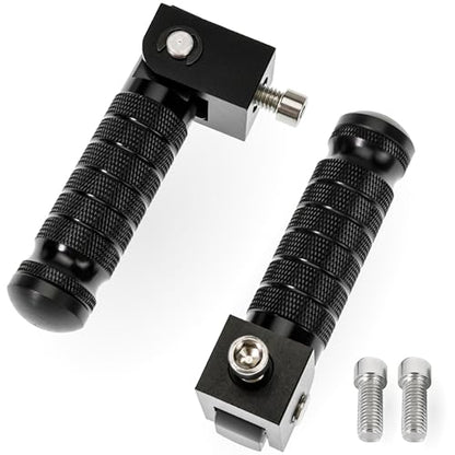 BlueStars M8 Motorcycle Foldable Foot Pegs (2-Pack) - CNC Aluminum 90° Foldable Anti-Slip Footrests - Universal Pedals for Bike E-Bike ATV UTV Dirt Bike Go Kart (Black)