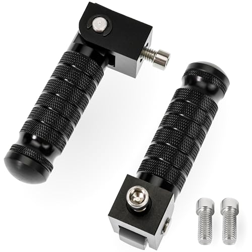 BlueStars M8 Motorcycle Foldable Foot Pegs (2-Pack) - CNC Aluminum 90° Foldable Anti-Slip Footrests - Universal Pedals for Bike E-Bike ATV UTV Dirt Bike Go Kart (Black)