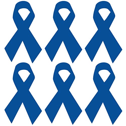 CUSHYSTORE Men's Health Awareness Month Colon Ribbon Mesothelioma Cancer Child Abuse Colorecral Rectal Huntington’s Disease Support Reflective Decal Sticker for Helmet Car Laptop 3x5 cm (Blue), 6 pack - color: Blue
