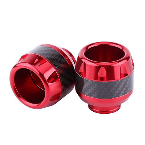 Frame Sliders, 2pcs Carbon Fiber Motorcycle Front Fork Frame Sliders Crash (Red) - color: Red