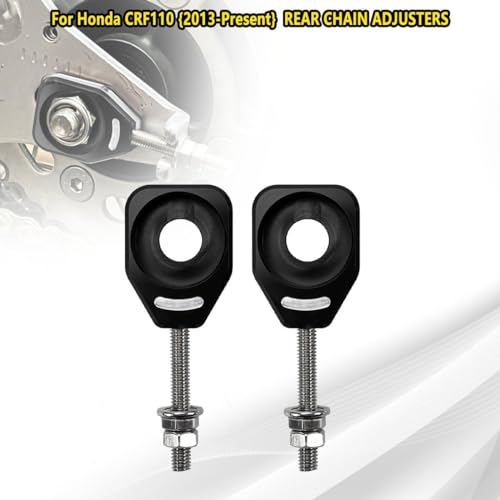 Canitu Black Rear Chain Adjusters,Motorcycle Billet Rear Axle Blocks Swingarm Spool Tensioner Tension Adjuster Accessories for Honda CRF110 2013-2024 - color: BLACK