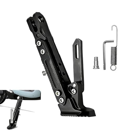 1 PC Motorcycle Kickstand, Height Adjustable CNC Alloy Side Stand with Non-slip Foot, Replacement Tripod Holder, Universal for Scooter Dirt Pit Bike (Black) - color: Black