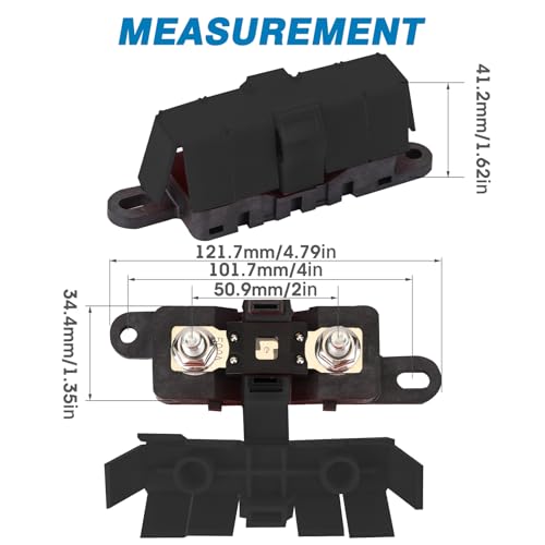 GLOSO Mega Bolt-Down Fuse Holder with Black Cover (Fuse not Included) M8 Stud 500 Amp Rating - color: 1 Black Fuse Holder, size: Fuse Holder