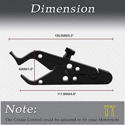 Universal Motorcycle Throttle Lock Aluminum Throttle Assist Cruise Control Clamp with -slip Ring Black 1 Pair