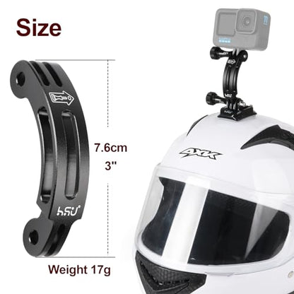 HSU Aluminum Alloy Curved Extension Arm (3”) Metal Pole Mount Helmet Stick Extension Arm Mount for Hero 13/12/11/10/9/8/7/6 Black, DJI Osmo Action 5 Pro/4/3 and More Action Cameras (Black)