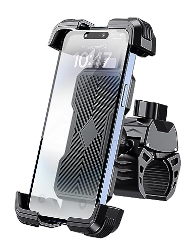 Grefay Bike Phone Holder, Universal Motorcycle Phone Holder with 360 Rotate for 4.7-6.8 Inch Smartphones, Compatible with Road Bike MTB Scooter