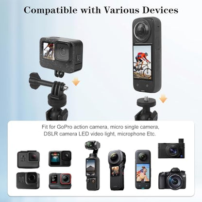 Camera Mount with 360°Dual Ball Head, Motorcycle Handlebar Mounting Bundle Kit for lnsta360 X5/X4/X3/X2/Gopr01/4-20 & Tripod Adapter, Action Camera Mount Adapter for M6 Hole Base,75017 - style: M6 Action Camera Mount Kit