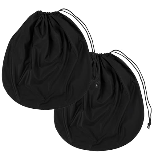 2 Pack Motorcycle Helmet Bag, Lightweight Polyester Storage Carrying Case with Soft Lining for Sport Riding Travel (Black, 18.5 x 17 x 0.4 In)