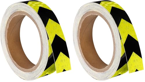 PATIKIL Reflective Tape, 1 Roll 30 Ft x 1-inch Waterproof Adhesive High Visibility Caution Warning Safety Tape Reflector for Trucks Trailers Cars, Arrow Fluorescence Yellow Black (Pack of 2) - color: Fluorescence Yellow Black, size: 30 ft x 1-inch (Pack o