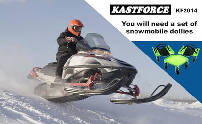 Snowmobile Dolly Heavy Duty Carries up to 1500 lbs (682 kg) V-Slide with 2.5” Nylon Swivel Casters Rubber Pad Protecting Skis and 2 Pairs of Heavy Duty Straps Firmly Attaching on Skis KF2014