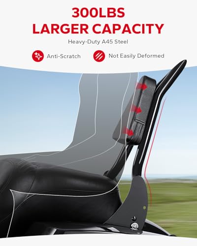 Amazicha Backrest Sissy Bar, Integrated Passenger Sissy Bar, Quick Release Detachable Backrest Fit for Harley Davidson Touring Road King Road Glide Street Glide Electra Glide 2009-2024, Black (26inch) - size: 26inch