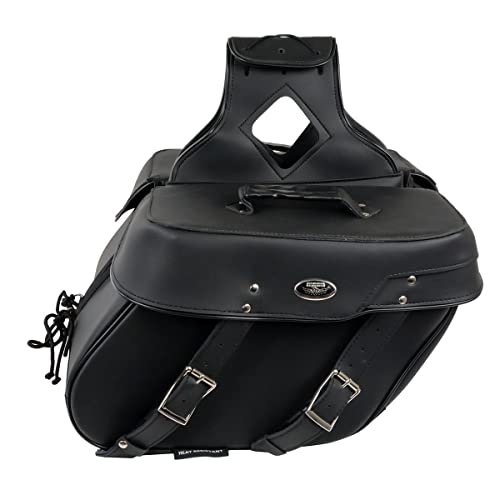 Milwaukee Leather PVC 2-Strap Throw-Over Easy Zip off and off Motorcycle Saddlebags - Medium - color: SH592ZB-BLACK, size: Medium