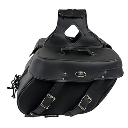 Milwaukee Leather PVC 2-Strap Throw-Over Easy Zip off and off Motorcycle Saddlebags - Medium - color: SH592ZB-BLACK, size: Medium