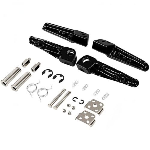 Motorcycle Footpeg Front and Rear Footrest Foot Pegs Fits for Kawasaki ZX6R 2003-2011, Z750 Z1000 2007-2012, ZX14 2006-2013, ZZR1200 2000-2006, ZX-10R 2004-2012, ZX-9R 1998-2003 (black) - color: Black#F+R