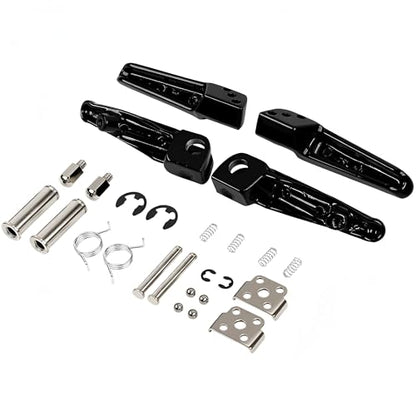 Motorcycle Footpeg Front and Rear Footrest Foot Pegs Fits for Kawasaki ZX6R 2003-2011, Z750 Z1000 2007-2012, ZX14 2006-2013, ZZR1200 2000-2006, ZX-10R 2004-2012, ZX-9R 1998-2003 (black) - color: Black#F+R